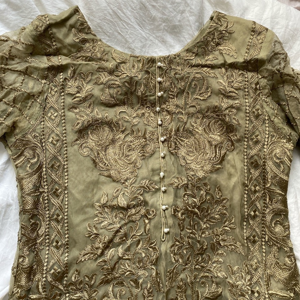 Olive Green Pakistani Suit